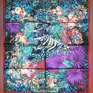 Roberto Cavalli Multicolor Silk Scarf animal jungle